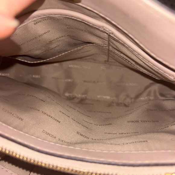 ๐ Michael Kors Jane Large Satchel Shoulder Bag - Blush Pink Leather Gold Chain - Picture 5 of 14